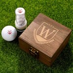 Personalised Golf Elements Monogram Design Golf Ball Stamp with Name and Wooden Storage Box Golf Accessory Birthday Gift for Golf Lover Player