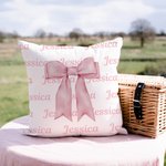 Personalised Pink Coquette Bow Soft Trow Pillow Cover with Name Home Decor  Holiday Gift for WomenFriends