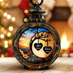 Bougie LED personnalisée avec motif de la lune 1-3 noms et années - Ornement style vitrail - Cadeau de Noël de fête pour la famille