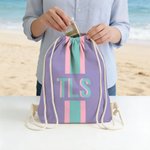 Personalized Multicolour Shadow Monogram Stripe Beach Drawstring Bag Summer Vacation Travel Essentials Birthday Gift for Her