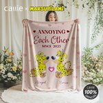 Spersonalizowany miękki koc Marsupilami z imionami do dekoracji domu Prezent urodzinowy dla pary | Callie × Marsupilami®