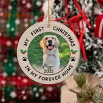 Personalized My First Christmas Photo Ceramic Christmas Ornament with Name and Year Home Tree Decor Christmas Gift for Family Friends Pet Lovers