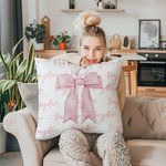 Personalised Pink Coquette Bow Soft Trow Pillow Cover with Name Home Decor  Holiday Gift for WomenFriends