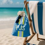 Personalized Multicolour Shadow Monogram Stripe Beach Drawstring Bag Summer Vacation Travel Essentials Birthday Gift for Her