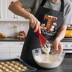 Grembiule da cucina personalizzato in cotone con nome e pinguino in stile cartone animato regalo di Natale per bambini e adulti