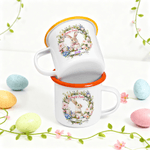 Henkilökohtainen Happy Easter Cute Wreath Egg Egg Bunny 12 oz emali muki nimi pääsiäisen syntymäpäivälahja lapsille