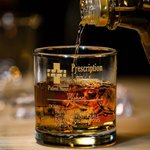 Personalised Funny Prescription Bourbon Whiskey Glasses and Slate Coaster with Name Father's Day Birthday Gift for Grandpa Dad