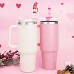 Personalised Gnome Heart Reusable Straw Topper with Initial Charm Accessory for Stanley Tumbler Valentine's Day Gift for Couple