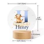 Luce notturna a LED in acrilico con iniziale del nome e base in legno, regalo di compleanno per bambini e bambine.