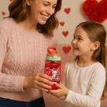 Personalisierte niedlichen Cartoon Bär Herz Initial 16 oz Kind Wasserflasche mit Namen und Silikon Stroh Kindertag Valentinstag Geschenk für Jungen Mädchen