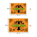 Alfombra personalizada con tema de Halloween y diseño de telaraña con nombre e iniciales decoración del hogar regalo de Halloween para familia 6