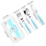 Personalised Cute Sea ​​Animals Safe Stainless Steel Fork Spoon Knife 3 Pcs Cutlery Set with Name and Case Birthday Gift for Boys Girls