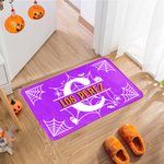 Alfombra personalizada con tema de Halloween y diseño de telaraña con nombre e iniciales decoración del hogar regalo de Halloween para familia 3