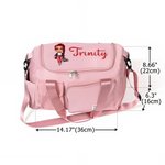 Personalisierte Cartoon Travel Girl Charakter Multi-Compartment Reisetasche mit Namen und Schultergurt Reisezubehör Geburtstag Geschenk für Frauen