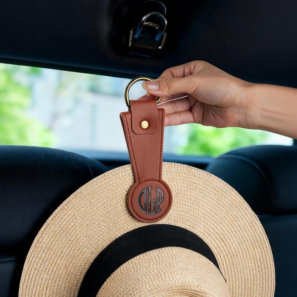 Personalized Multicolor Strong Magnetic PU Leather Hat Clip with Monogram Travel Accessory Birthday Gift for Family Friends