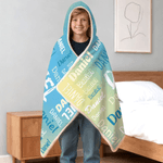 Personalised Colourful Gradient Word Cloud Soft Hooded Blanket with Name Birthday Gift for Kids Adults