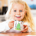 Personalized Colored Rabbit Easter Egg Initial 12 oz Enamel Mug with Name Easter Party Favor Gift for Kids