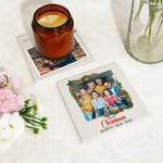 Personligt röda bär krans minne foto fyrkantig keramikunderlägg med text heminredning julklapp för vänner familj