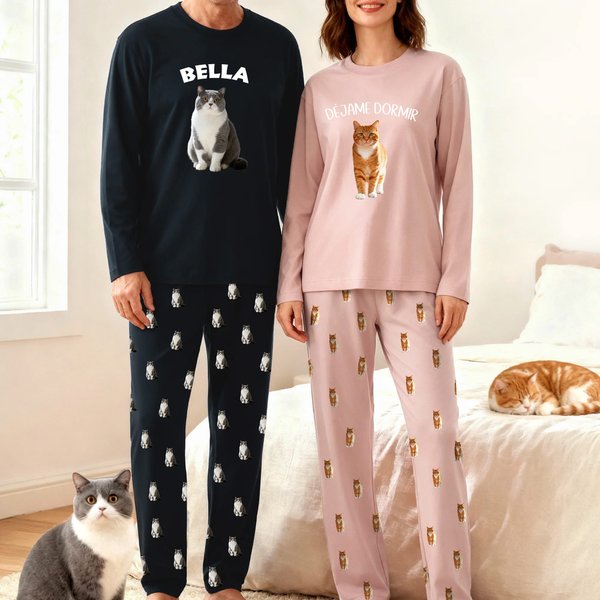 Conjunto de pijama personalizado con foto multicolor de mascota y texto regalo de cumpleaños para amantes de mascotas y dueños