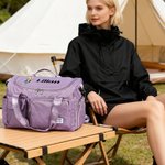 Personalisierte Cartoon Travel Girl Charakter Multi-Compartment Reisetasche mit Namen und Schultergurt Reisezubehör Geburtstag Geschenk für Frauen