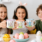 Personalized Colored Rabbit Easter Egg Initial 12 oz Enamel Mug with Name Easter Party Favor Gift for Kids