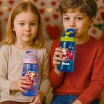 Personalisierte niedlichen Cartoon Bär Herz Initial 16 oz Kind Wasserflasche mit Namen und Silikon Stroh Kindertag Valentinstag Geschenk für Jungen Mädchen