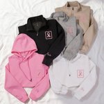 Personalised Multicolor Embroidered Ribbon Wavy Border Quarter Zip Sweatshirt Hoodie with Name Breast Cancer Awareness Gift for Cancer Survivor