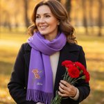 Bufanda personalizada suave y cálida con flor de nacimiento y nombre con borlas accesorio de invierno regalo de aniversario y cumpleaños para familia