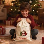 Personalised Special Delivery Cute Snowman Drawstring Canvas Gift Bag with Name Christmas Party Gift for Kids Family