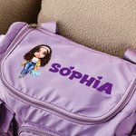 Personalisierte Cartoon Travel Girl Charakter Multi-Compartment Reisetasche mit Namen und Schultergurt Reisezubehör Geburtstag Geschenk für Frauen