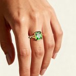 Henkilökohtainen Square Sterling Silver Birthstone Kehys Set Solitaire Ring Dainty Korut Daily Wear Häät Vuosipäivä Syntymäpäivälahja Pariskunta Morsian