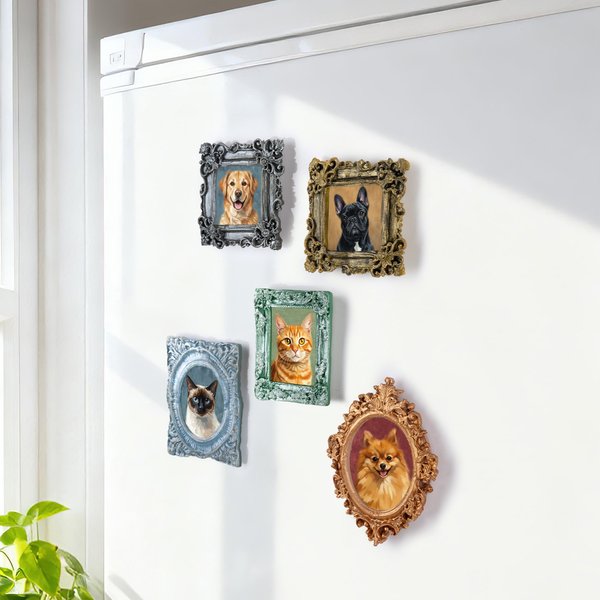 Gepersonaliseerd Vintage stijl olieverfschilderij frame foto koelkast magneet Home Decor Verjaardag Verjaardagscadeau voor huisdiereigenaren