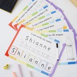 Personalised Rainbow Handwriting Write Name Tracing Board Laminated Starter Pack Home Learning Teaching Tool Gift for Boys Girls