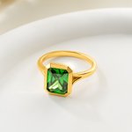 Henkilökohtainen Square Sterling Silver Birthstone Kehys Set Solitaire Ring Dainty Korut Daily Wear Häät Vuosipäivä Syntymäpäivälahja Pariskunta Morsian