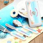 Personalised Cute Sea ​​Animals Safe Stainless Steel Fork Spoon Knife 3 Pcs Cutlery Set with Name and Case Birthday Gift for Boys Girls