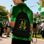 Personalized Irish Style Shamrock Doodle Initial Drawstring Bag with Name Parade Party St. Patrick's Day Gift for Family
