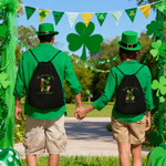 Personalized Irish Style Shamrock Doodle Initial Drawstring Bag with Name Parade Party St. Patrick's Day Gift for Family