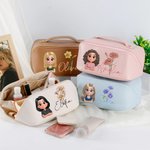 Neceser de maquillaje personalizado con nombre personaje de dibujos animados y flor de nacimiento regalo de cumpleaños y aniversario para mujeres