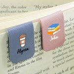 Personalisiertes Buch Kaffee PU Leder Lesezeichen Clip mit Namen Lesen Zubehör Geburtstag Geschenk für Buchliebhaber Bücherwürmer