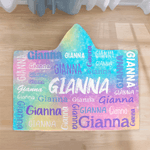 Personalised Colourful Gradient Word Cloud Soft Hooded Blanket with Name Birthday Gift for Kids Adults