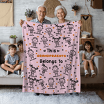 Personalised Cute Line Cartoon Character Soft Throw Blanket with Name Home Decor Birthday Gift for Family Grandma Mom