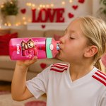 Personalisierte niedlichen Cartoon Bär Herz Initial 16 oz Kind Wasserflasche mit Namen und Silikon Stroh Kindertag Valentinstag Geschenk für Jungen Mädchen