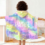 Personalised Colourful Gradient Word Cloud Soft Hooded Blanket with Name Birthday Gift for Kids Adults