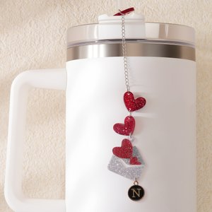 Personalizado Corazón Envelope Tumbler Encanto con Letra Pajita Accesorios para 20 oz a 40 oz Stanley Tumbler Regalo de San Valentín para Pareja