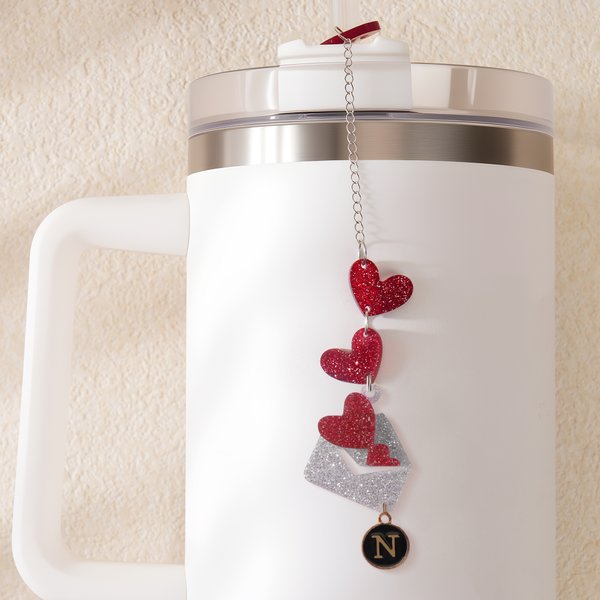 Personalizado Corazón Envelope Tumbler Encanto con Letra Pajita Accesorios para 20 oz a 40 oz Stanley Tumbler Regalo de San Valentín para Pareja