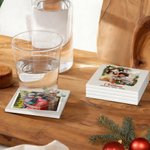 Personligt röda bär krans minne foto fyrkantig keramikunderlägg med text heminredning julklapp för vänner familj