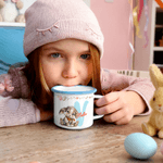 Tasse émaillée 355 ml peronnalisée avec nom initiale et motif de lapin - Cadeau de Pâques anniversaire rentrée scolaire pour les enfants