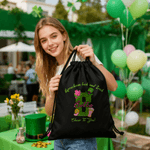 Personalized Irish Style Shamrock Doodle Initial Drawstring Bag with Name Parade Party St. Patrick's Day Gift for Family