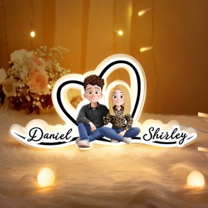 Personalizzato 3D stile Cartoon Character Acrilico LED Luce notturna con nome Home Decor Regalo di San Valentino per la coppia