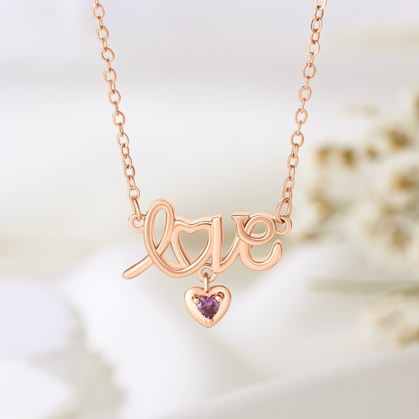 Personalized 1-3 Family Heart Birthstone Love Charm Necklace Jewelry with Names Anniversary Birthday Gift for Women